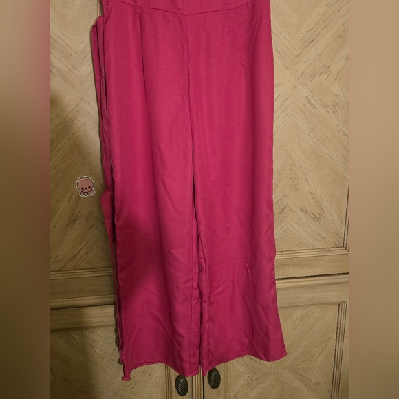 Shein Prive Layered Pleated Sleeve Belted Jumpsuit. Size XL. Color: Pink - Picture 9 of 16